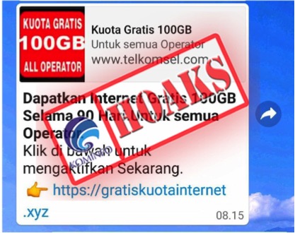 kominfo cekhoaks stophoaks WA kuota internet gratis 100G