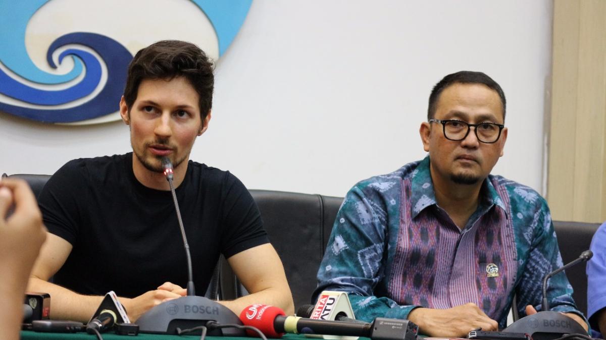 Image result for Menkominfo Rudiantara dan CEO Telegram Pavel Durov